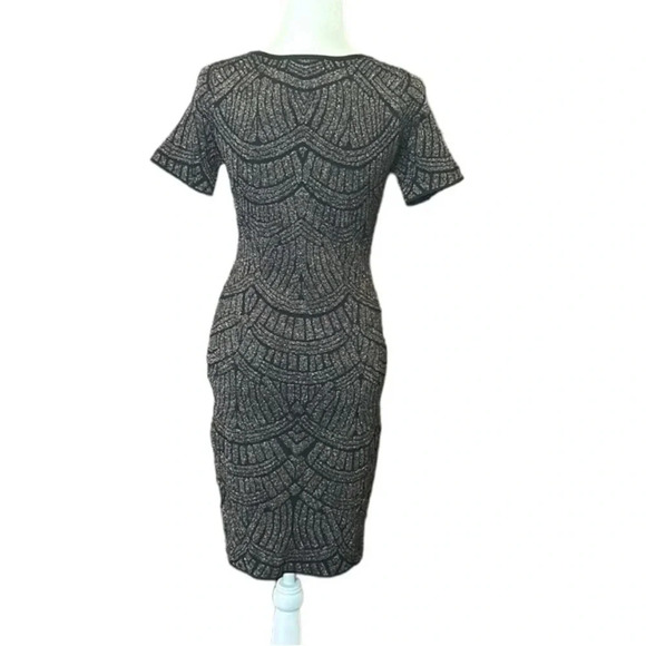 John + Jenn Metallic V-Neck Cocktail Mini Dress Black Size Medium - Picture 6 of 10